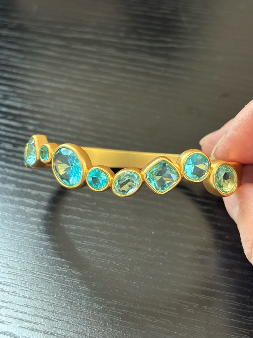 NWOT Julie Vos Gold-Tone Bracelet with Aqua Blue Crystal Accents - Picture 11 of 12